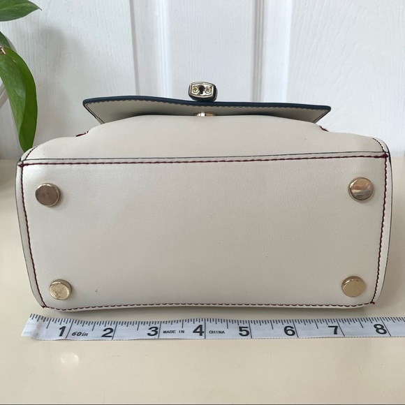 Zara · Cream Navy Gold Handbag Crossbody Burgundy Lining - Zara Basic Collection - Picture 3 of 16